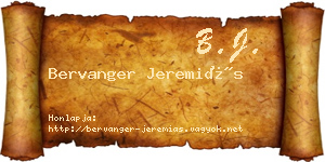 Bervanger Jeremiás névjegykártya